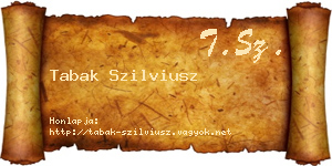 Tabak Szilviusz névjegykártya